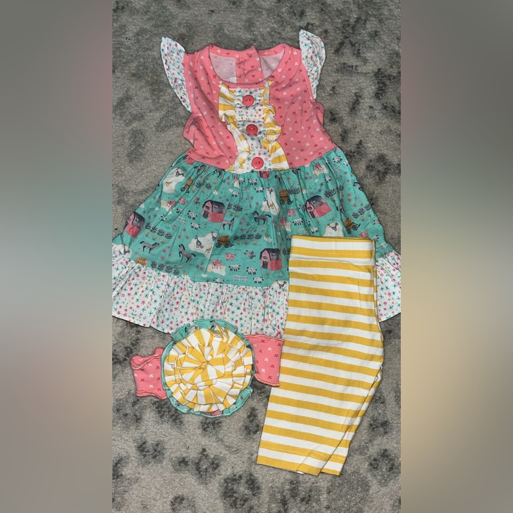 RicRacRuffle farm print set size 12m